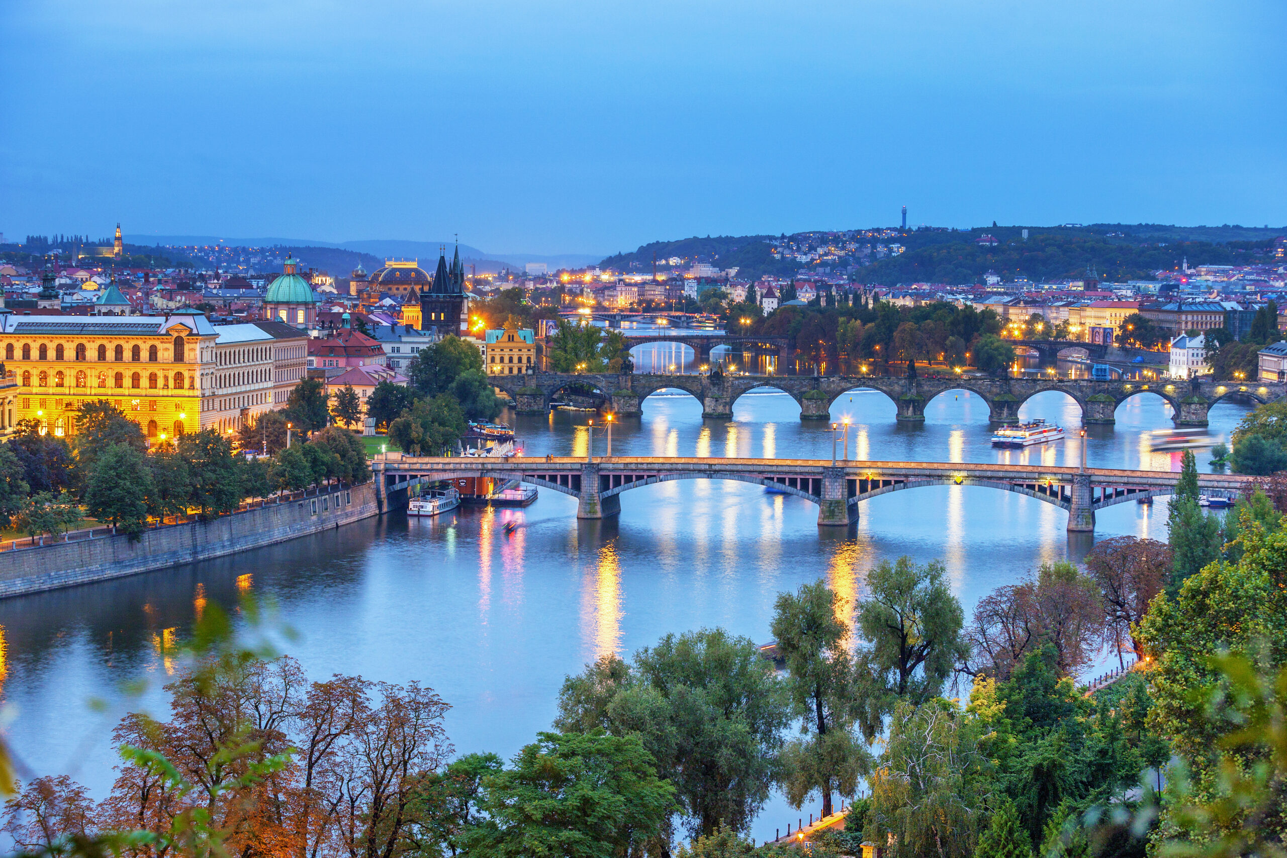 View of Prague by night